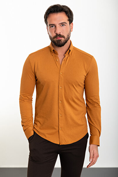 Mcr Пряма сорочка Slim Fit для чоловіків, колір камел - 37844.23K
