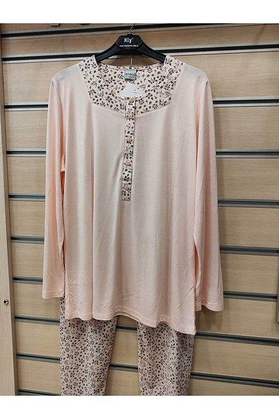 Nena 100% Cotton Large Size 4 Season Fabric Long Sleeve Pajamas Set