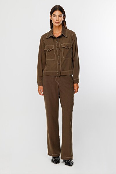 Moda İlgi Modailgi  Büyük Cep Detaylı Kısa Mont Ceket Haki