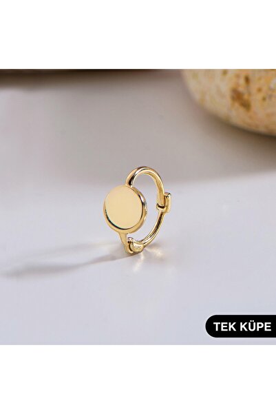 GOLDKUPE 14 Ayar Modern Tek Minik Yuvarlak Halka Altın Küpe 0,50 gr
