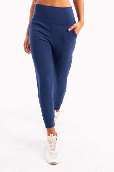 JUSTEVER Γυναικείο κολάν με ψηλή μέση ελαστική τσέπη Άνετη εφαρμογή Jogger Navy Blue - Beat
