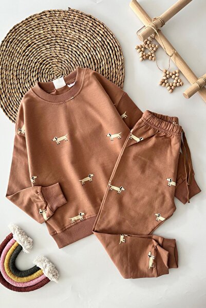 Minigimin Cicileri Набір з 2 предметів для хлопчиків з принтом собаки - корич...