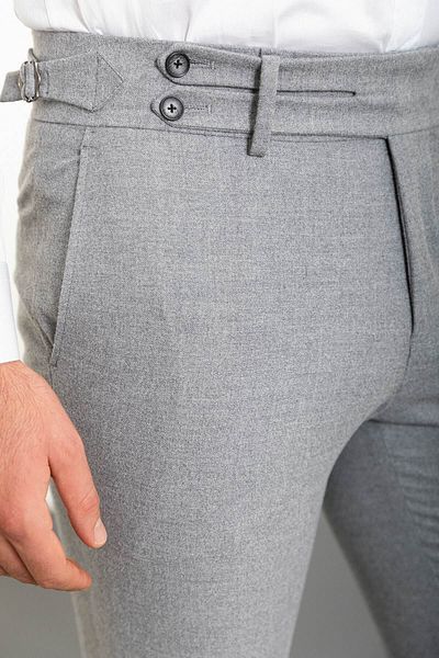Mcr Straight Slim Fit Belt Detailed Buckle Men's Trousers Light Gray - 38231.23K