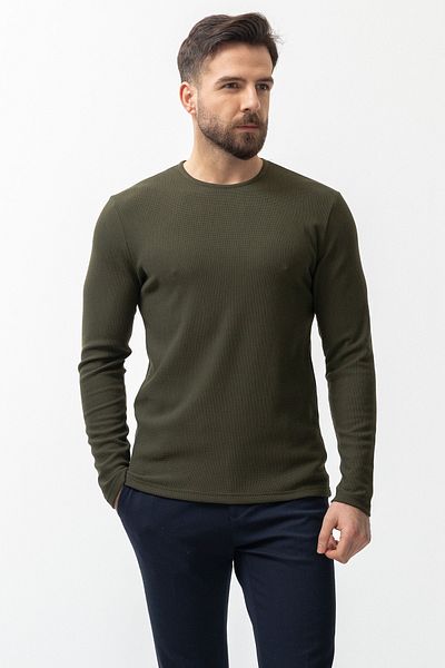 Mcr Slim Fit Long Sleeve Crew Neck Men's T-Shirt Khaki - 36679.21K