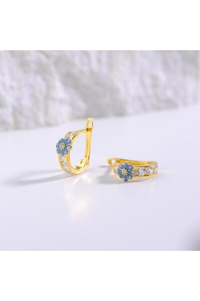 GOLDKUPE 14 Ayar Altın Pembe Çicek Halka Çocuk Küpe 1,50 gr