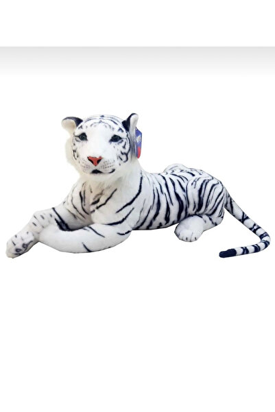 TOPROCKSTORE Beyaz Kaplan Peluş Oyuncak White Tiger Büyük Boy Kuyruk Dahil 75cm