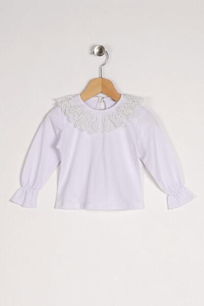 zepkids Crew Neck Long Sleeve Crew Neck Lace Long Latex Sleeve Black and White Color Girl's Two-Piece Set