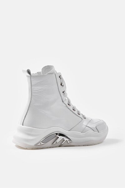 NILUFARR Houston Beyaz Rugan Hakiki Deri Kadın Bot