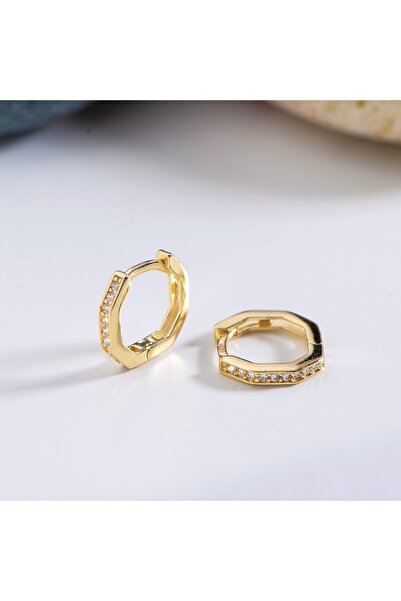 GOLDKUPE 14 Ayar Altıgen Halka Altın Küpe 1,08 gr