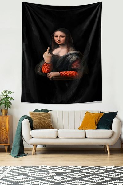 on the clouds Husă de perete din material textil anti-pete Mona Lisa cu răspuns silențios