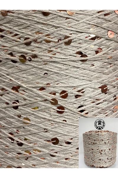göçer Floss Colorful Viscose Cotton 3mm 6mm Stone Copper Glitter Sequin Visual Net - 200 Gr