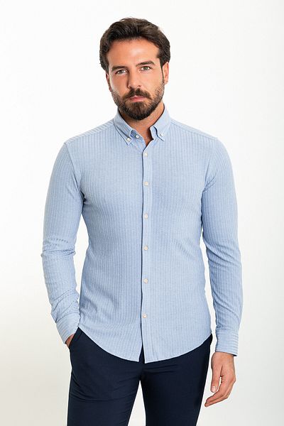 Mcr Striped Slim Fit Men's Shirt Blue - 37838.23K