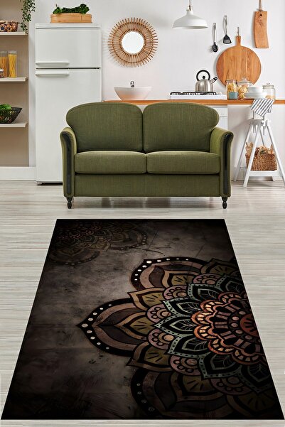 on the clouds Etnik Mandala Desenli Eskitme Zemin Yıkanabilir Kaymaz Taban Le...
