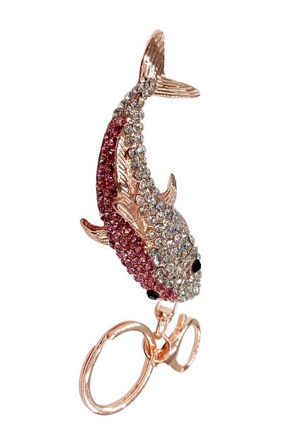 Dünyadan Hediyeler Pink Shark Keychain with Crystal Stones No.1