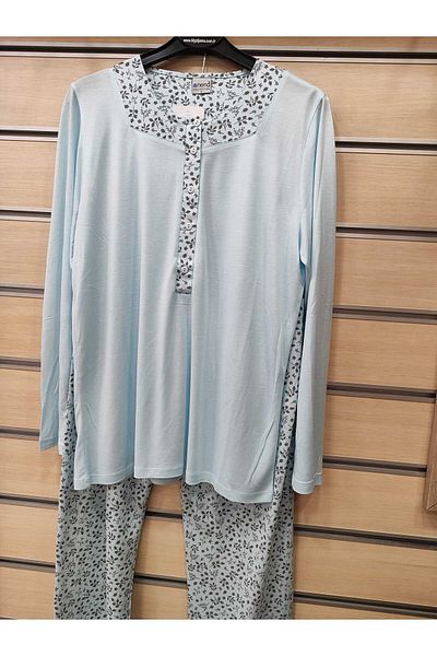 Nena 100% Cotton Large Size 4 Season Fabric Long Sleeve Pajamas Set