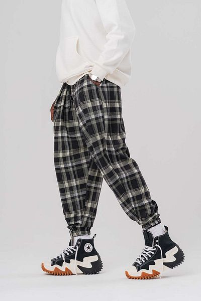 go gang own Square Waist and Elastic Leg Pleated Baggy Shalwar