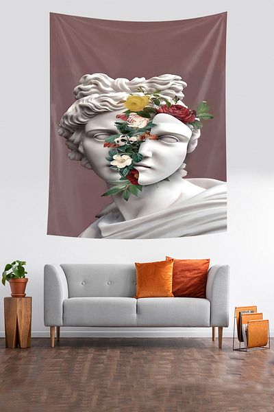 on the clouds Floral Sculpture Head Stain Resistant υφασμάτινο κάλυμμα τοίχου Ταπετσαρία τοίχου