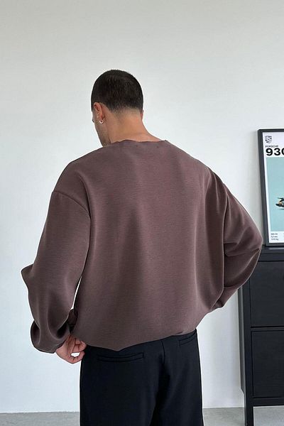 HAFKAGİYİM Καφέ Basic μακρυμάνικο μπλουζάκι Oversize
