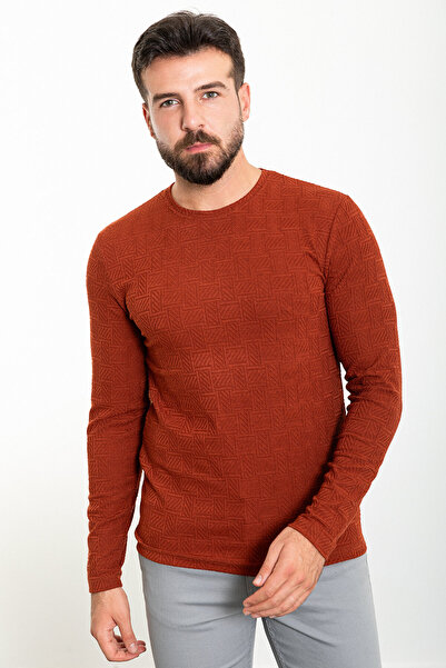 Mcr Ανδρικό μακρυμάνικο μπλουζάκι με σχέδιο Slim Fit Crew Neck Tile - 36803.23K
