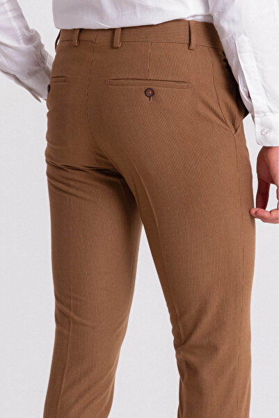 Mcr Striped Super Slim Fit Men's Trousers Camel - 38015.21K