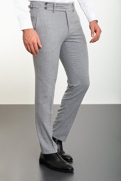 Mcr Straight Slim Fit Belt Detailed Buckle Men's Trousers Light Gray - 38231.23K