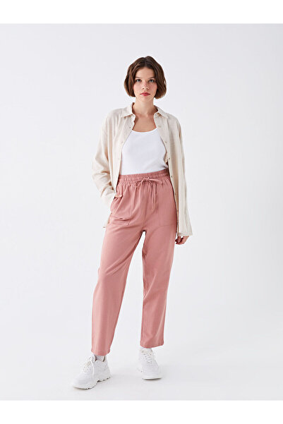 LC Waikiki Plain Linen Blend Women's Trousers with Elastic Waist