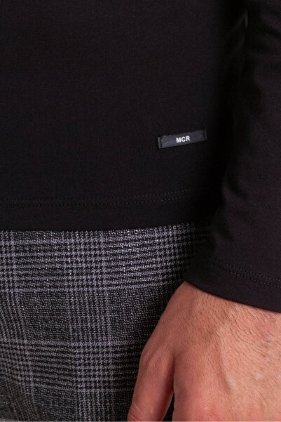 Mcr Ανδρικό χτενισμένο βαμβακερό μαύρο μακρυμάνικο ολόσωμο ζιβάγκο με ίσιο λεπτό κορμό - 36678.21K