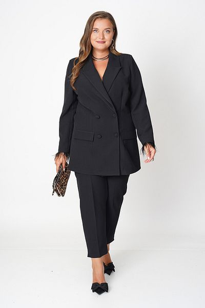 Büyük Moda Μπουφάν Blazer με λεπτομέρεια από πούπουλα