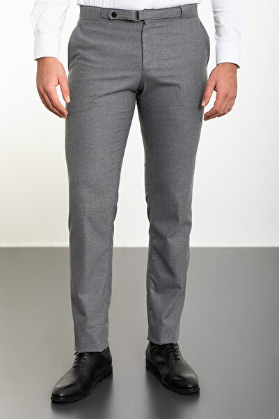 Mcr Straight Slim Fit Men's Trousers with Belt Detail Gray - 38230.23K