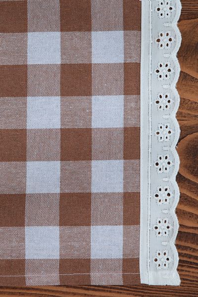 cotton maison Runner Scalloped Plaid Retro 40X110 cm