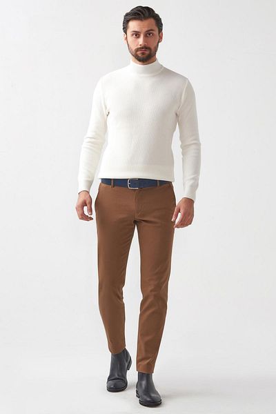 Mcr Straight Camel Color Slim Fit Men's Trousers