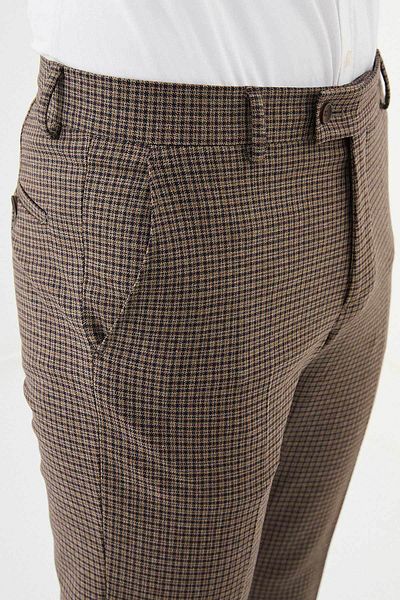 Mcr Checkered Slim Fit Classic Men's Trousers Brown - 38276.24K