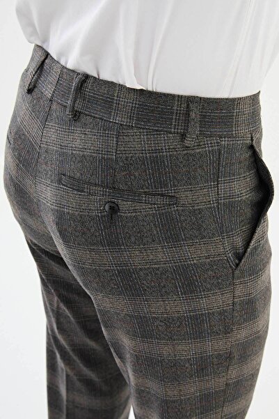Mcr Plaid Slim Fit Classic Men's Trousers Brown - 38280.24K
