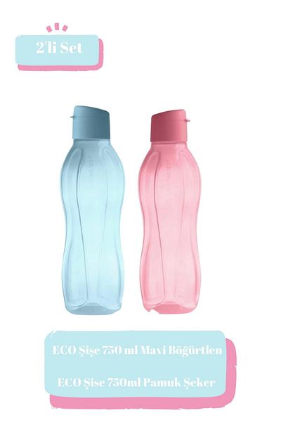 Tupperware Eco 750 ml Blue Bottle - Blackberry, Flask, Cotton Candy Set of 2