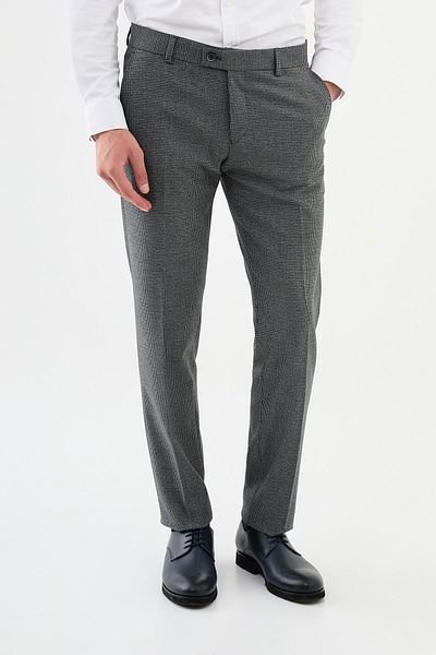 Mcr Checkered Slim Fit Wool Classic Men's Trousers Navy Blue - 38275.24K
