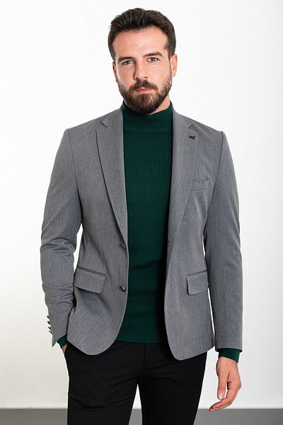 Mcr Straight Slim Fit Mono Collar Men's Jacket Gray - 40329.23K
