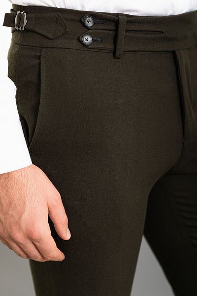 Mcr Straight Slim Fit Belt Detailed Buckle Men's Trousers Khaki - 38231.23K