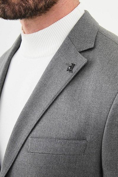 Mcr Straight Slim Fit Mono Collar Classic Men's Jacket Gray - 41401.24K