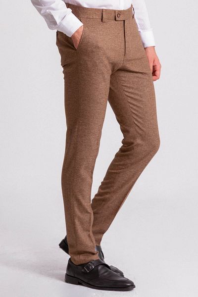 Mcr Textured Super Slim Fit Wool Men's Trousers Camel - 38989.21K