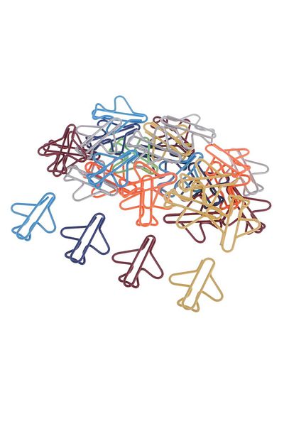 Choice 30Pcs Multicolor Assorted Airplane Metal Paper Clips Clamps Bookmarks Office Stationery Kids Craf...