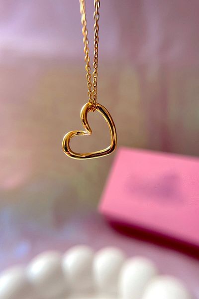Pudraksesuar Gold Color Empty Knot Sf Chain Heart Model Women's Bijouterie Necklace