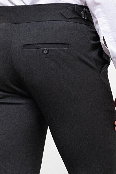 Mcr Ανδρικό παντελόνι με λεπτομέρεια με ζώνη και αγκράφα, ανθρακί - 38192.23K