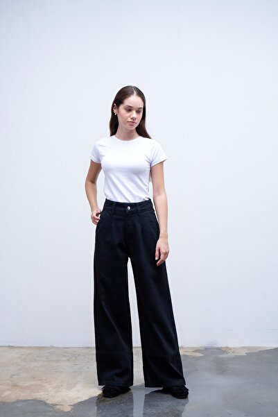 QANU Cotton Stitched Trousers Black