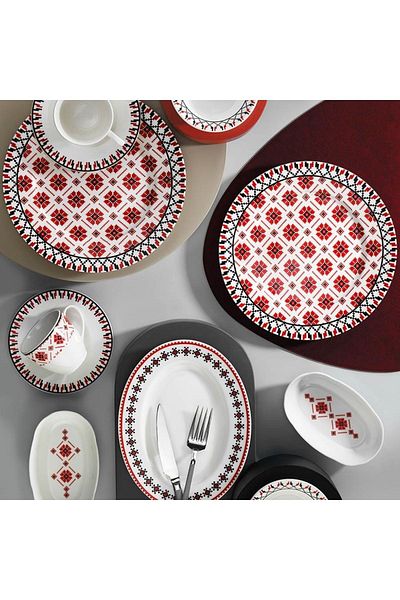 Kütahya Porselen Bnkl28kh42012250 Bone Kalıpso 28 Piece Breakfast Set for 6 People