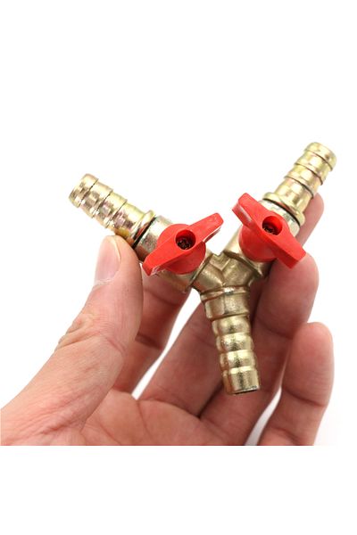 Choice Fashion 3 Way Tee Brass Y Shut Off Ball Valve 3/8" 10mm Barb Fuel Gas Oil / Valve Clam3