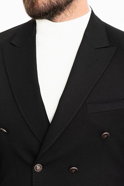 Mcr Straight Slim Fit Mono Collar Double Breasted Men's Jacket Black - 40328.23K
