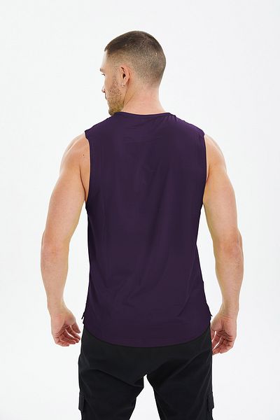 bilcee Men's Purple Zero Sleeve Basic Flexible Casual/Daily & Training Crew Neck Athlete Undershirt 0514