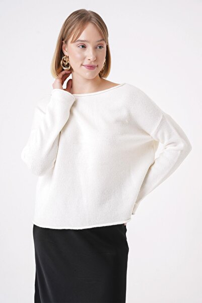 CHUBA Pulover alb din tricotaje - textura moale, potrivire confortabilă, gât barca 25w3015