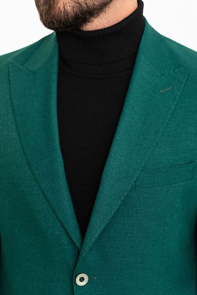 Mcr Straight Slim Fit Wide Collar Wool Men's Jacket Green - 40339.23K