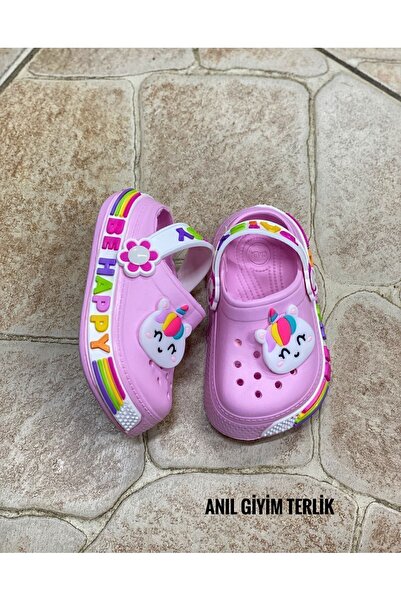 Calx Kız Çocuk Pembe Unicorn Figürlü Kaydırmaz Taban Terlik Sandalet